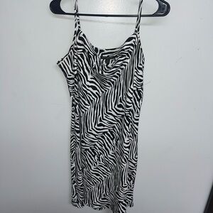 Banana Republic Zebra-Print Slip Dress in Black & White